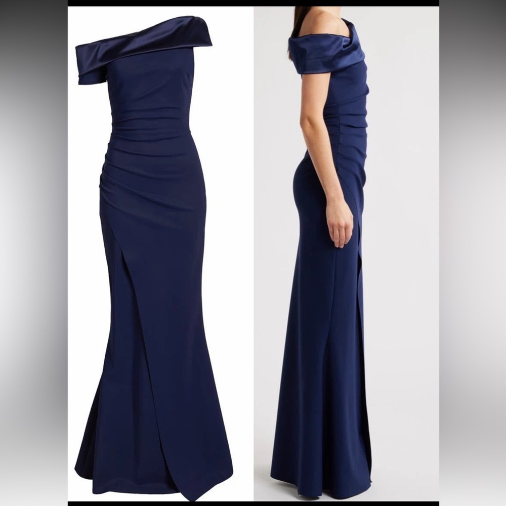 NEW Chiara Boni La Petite Robe Koppany Ruched Off the Shoulder Gown Sz 42 US 6 - Picture 9 of 11